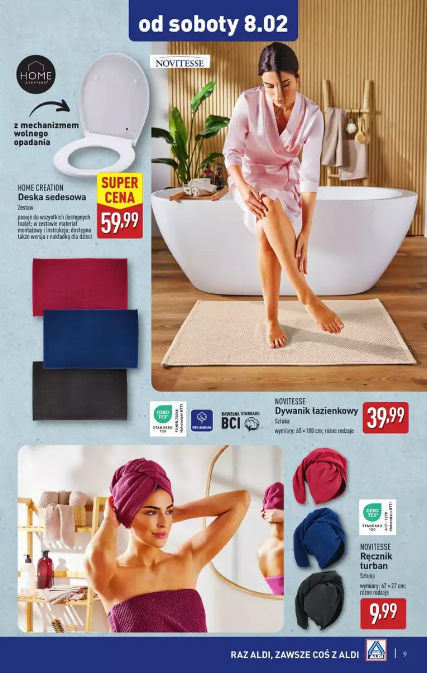 Gazetka promocyjna Aldi - ważna 05.02 do 08.02.2025 - strona 13 - produkty: Deska sedesowa, Dywan, Dywanik, Dywanik łazienkowy, Dzieci, Fa, Manta, Ręcznik