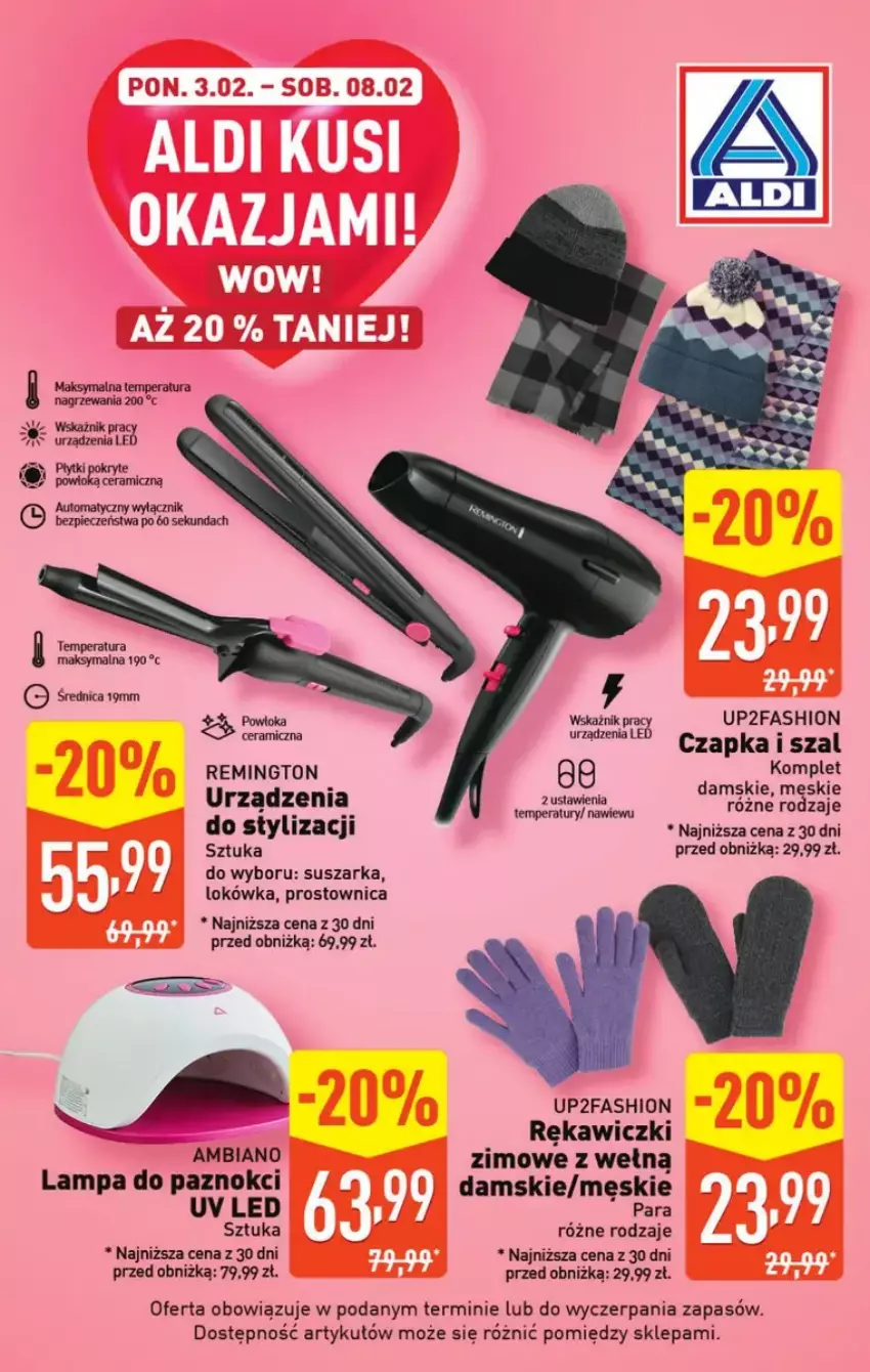 Gazetka promocyjna Aldi - ważna 05.02 do 08.02.2025 - strona 5 - produkty: Czapka, Fa, Lampa, Lokówka, Piec, Remington, Suszarka, Wełna