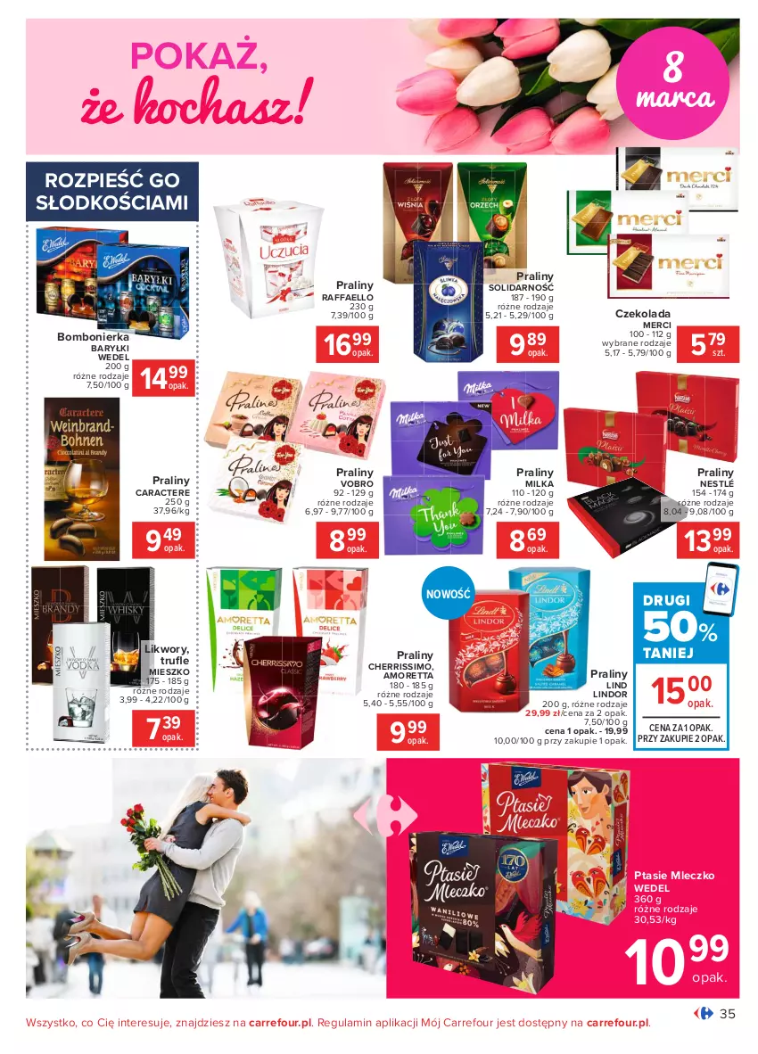 Gazetka promocyjna Carrefour - Gazetka Carrefour - ważna 01.03 do 13.03.2021 - strona 35 - produkty: Baryłki, Czekolada, Fa, Koc, Lindor, Merci, Milka, Mleczko, Nestlé, Praliny, Ptasie mleczko, Raffaello