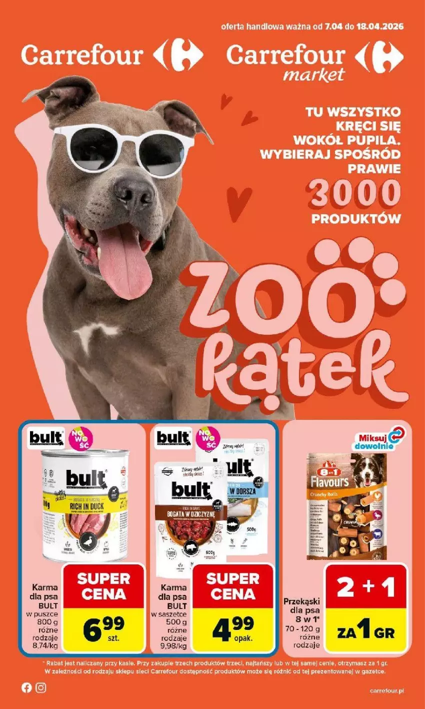 Gazetka promocyjna Carrefour - Gazetka ZOO kątek - ważna 07.04 do 18.04.2026 - strona 1 - produkty: Duck, Fa, Przekąski dla psa