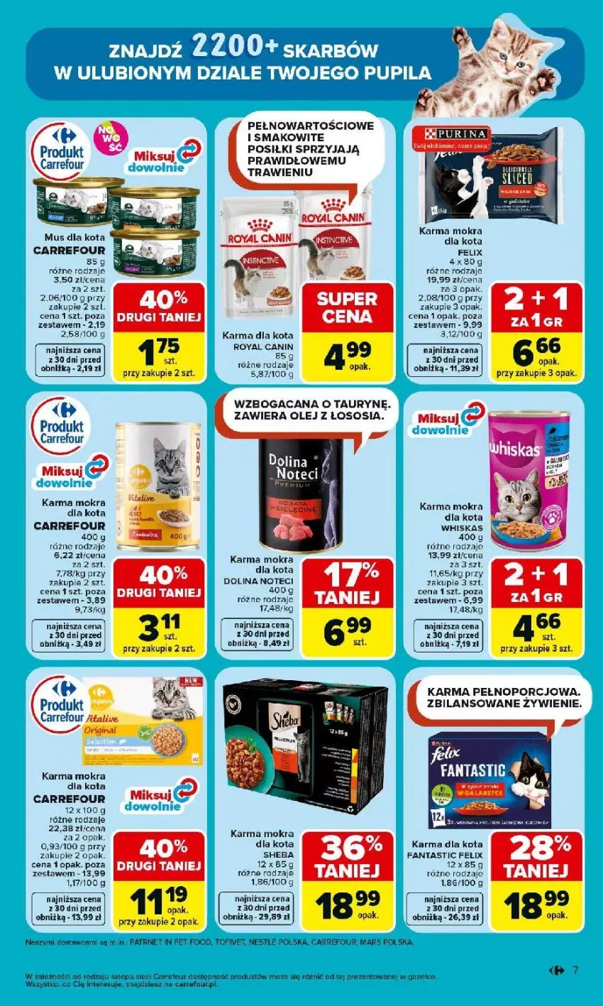 Gazetka promocyjna Carrefour - Gazetka ZOO kątek - ważna 07.04 do 18.04.2026 - strona 7 - produkty: Acana, Fa, Fanta, Felix, Gin, Mars, Mus, Olej, Por, Royal Canin, Sheba, Sos, Tera, Whiskas