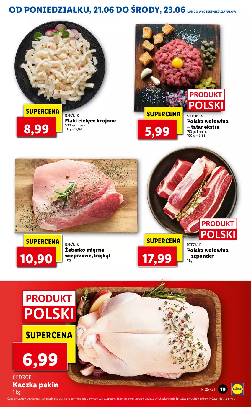 Gazetka promocyjna Lidl - GAZETKA - ważna 21.06 do 23.06.2021 - strona 19 - produkty: Flaki, Kaczka, Sok, Sokołów, Wołowina