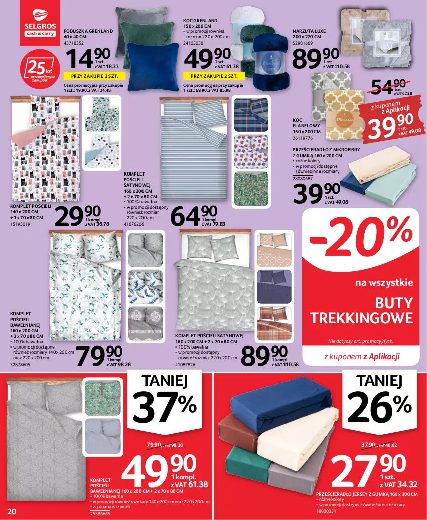 Gazetka promocyjna Selgros - Oferta przemysłowa - ważna 06.10 do 19.10.2022 - strona 20 - produkty: Buty, Koc, Komplet pościeli, Narzuta, Poduszka, Pościel, Prześcieradło, Wełna