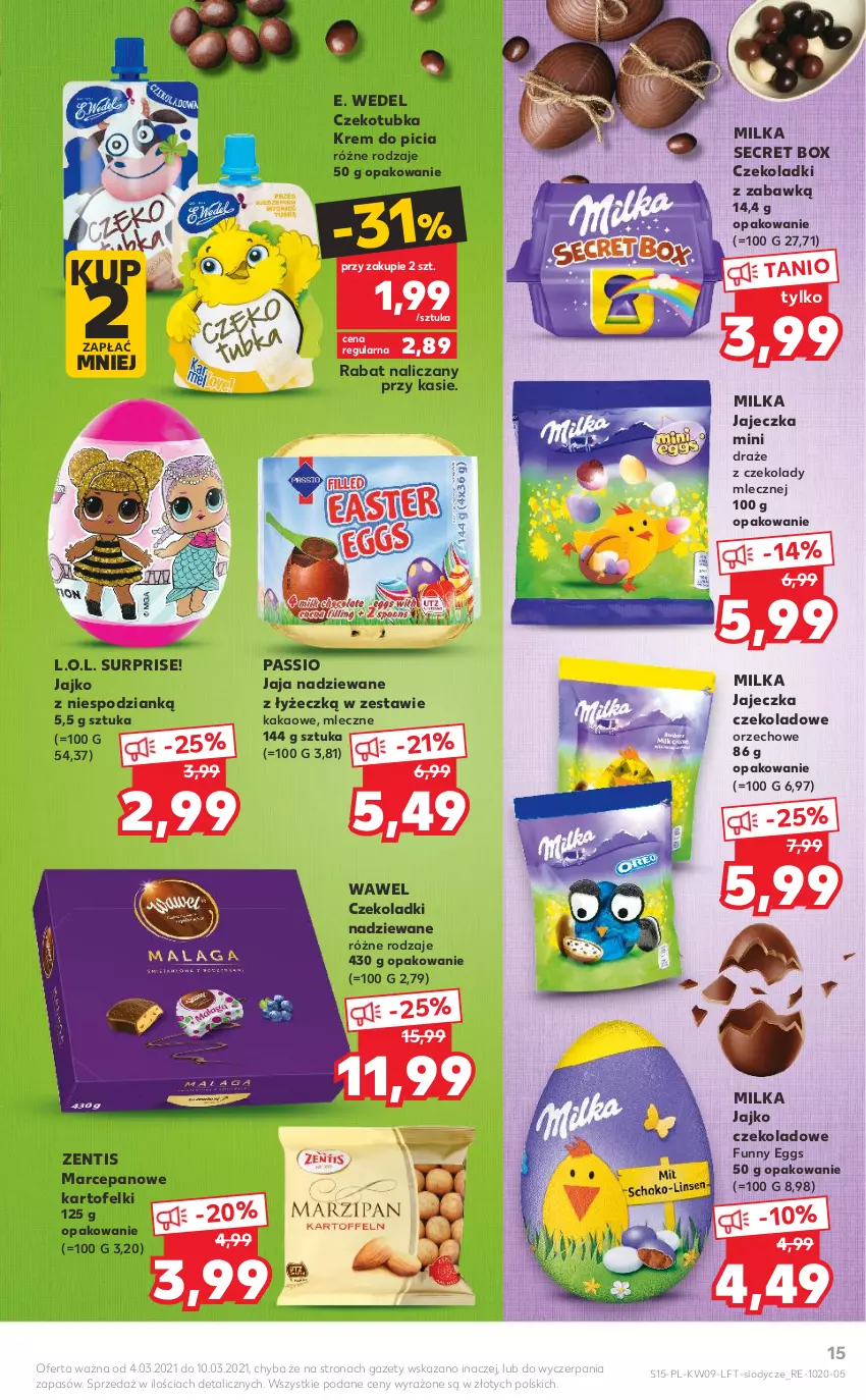 Gazetka promocyjna Kaufland - Oferta tygodnia - ważna 03.03 do 09.03.2021 - strona 15 - produkty: E. Wedel, Jaja, Kakao, L.O.L., Lody, Milka, Wawel