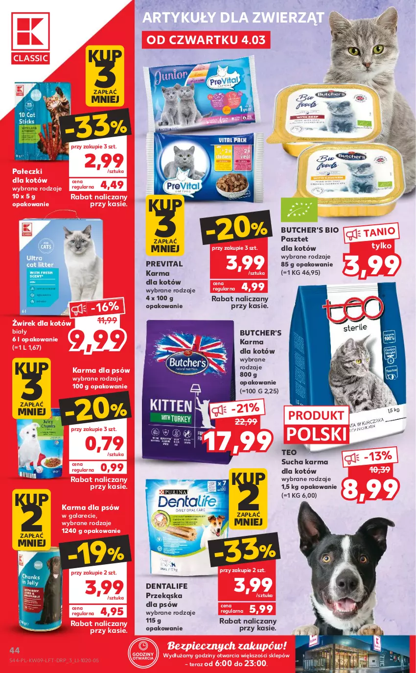 Gazetka promocyjna Kaufland - Oferta tygodnia - ważna 03.03 do 09.03.2021 - strona 44 - produkty: Butcher's, Gala, Pasztet, Piec, Przekąska dla psów, Sucha karma, Tera