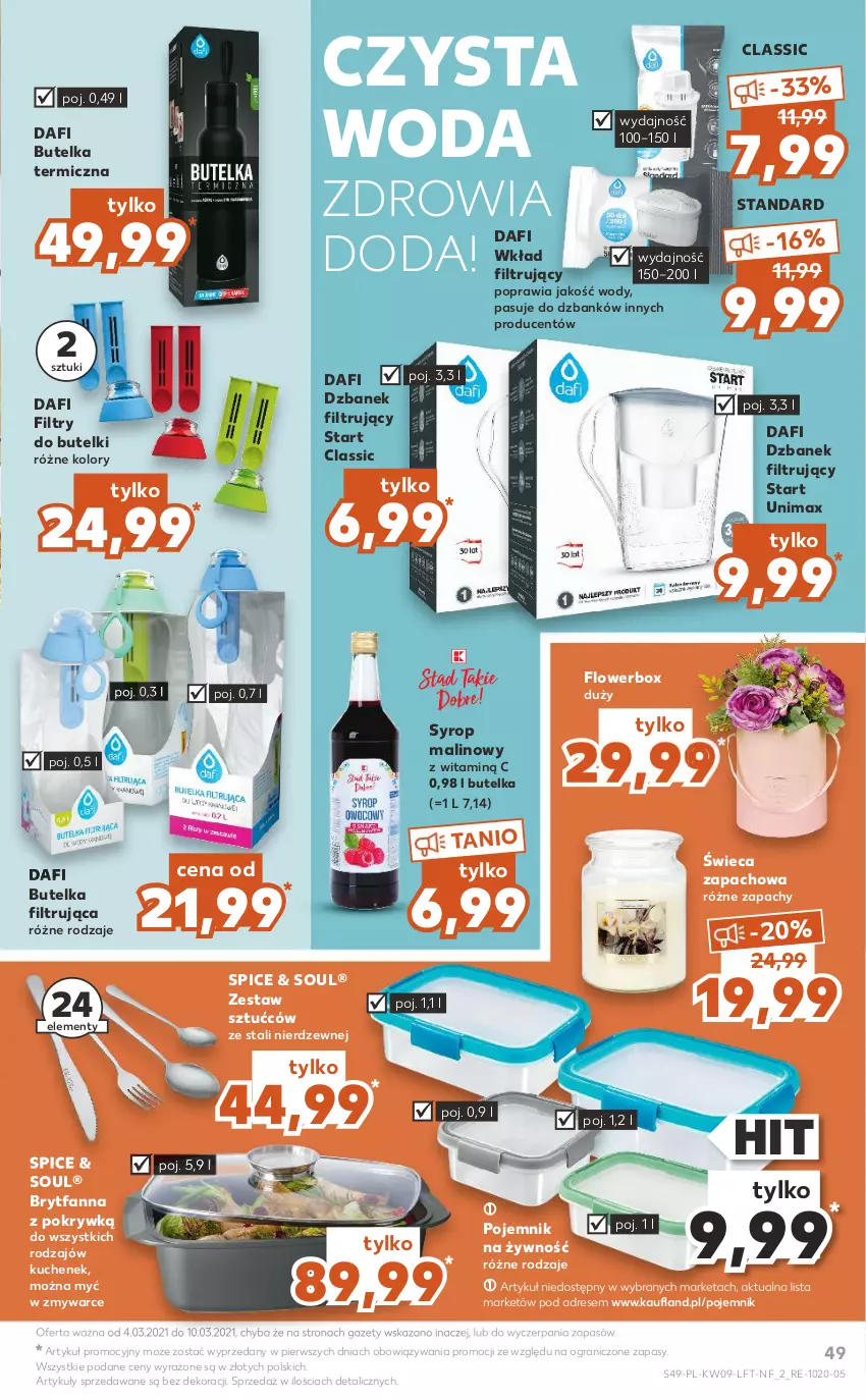 Gazetka promocyjna Kaufland - Oferta tygodnia - ważna 03.03 do 09.03.2021 - strona 49 - produkty: Dres, Dzbanek, Dzbanek filtrujący, Fa, Gra, Pojemnik, Syrop, Wkład filtrujący, Woda, Zestaw sztućców