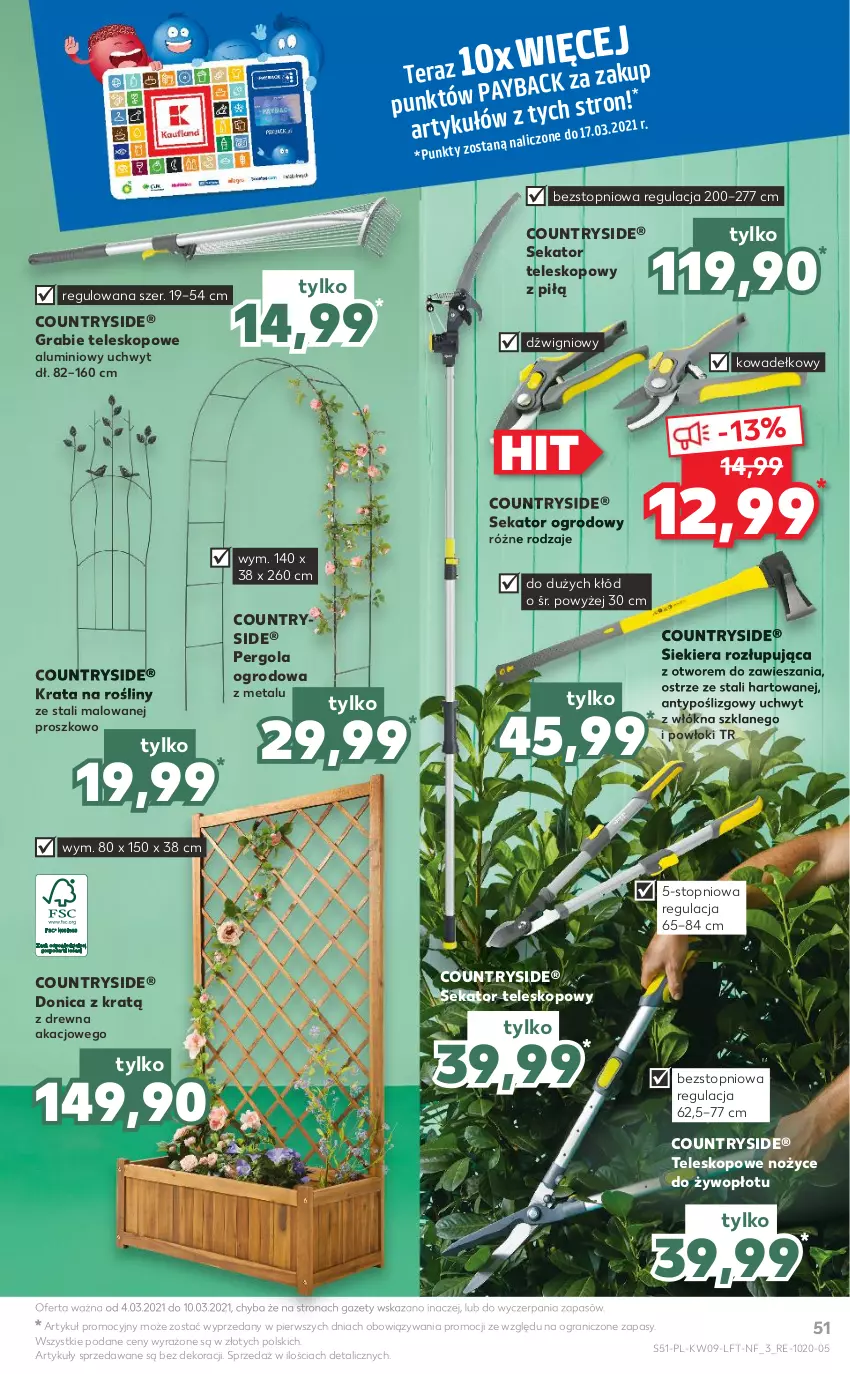 Gazetka promocyjna Kaufland - Oferta tygodnia - ważna 03.03 do 09.03.2021 - strona 51 - produkty: Dźwig, Gra, Noż, Nożyce, Sekator, Teleskop, Tera, Top