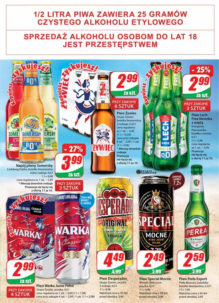 Gazetka promocyjna Dino - Gazetka 34 - ważna 23.08 do 29.08.2023 - strona 17 - produkty: Carlsberg, Desperados, Napój, Perła, Piwo, Piwo jasne, Por, Somersby, Warka