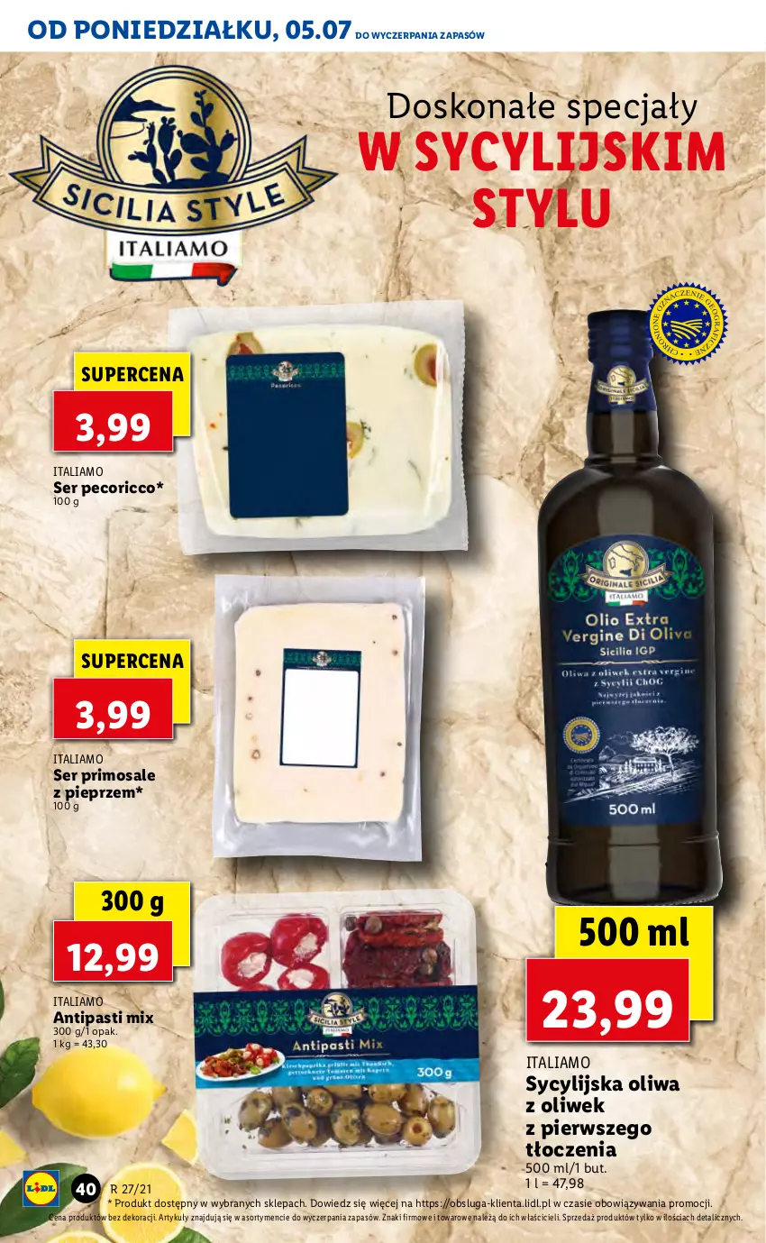 Gazetka promocyjna Lidl - GAZETKA - ważna 05.07 do 07.07.2021 - strona 40 - produkty: Oliwa z oliwek, Pieprz, Ser