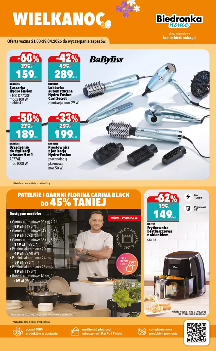 Gazetka promocyjna Biedronka - Home - ważna 21.03 do 28.03.2026 - strona 3 - produkty: Babyliss, Fusion, Garnek, Lokówka, Patelnia, Suszarka
