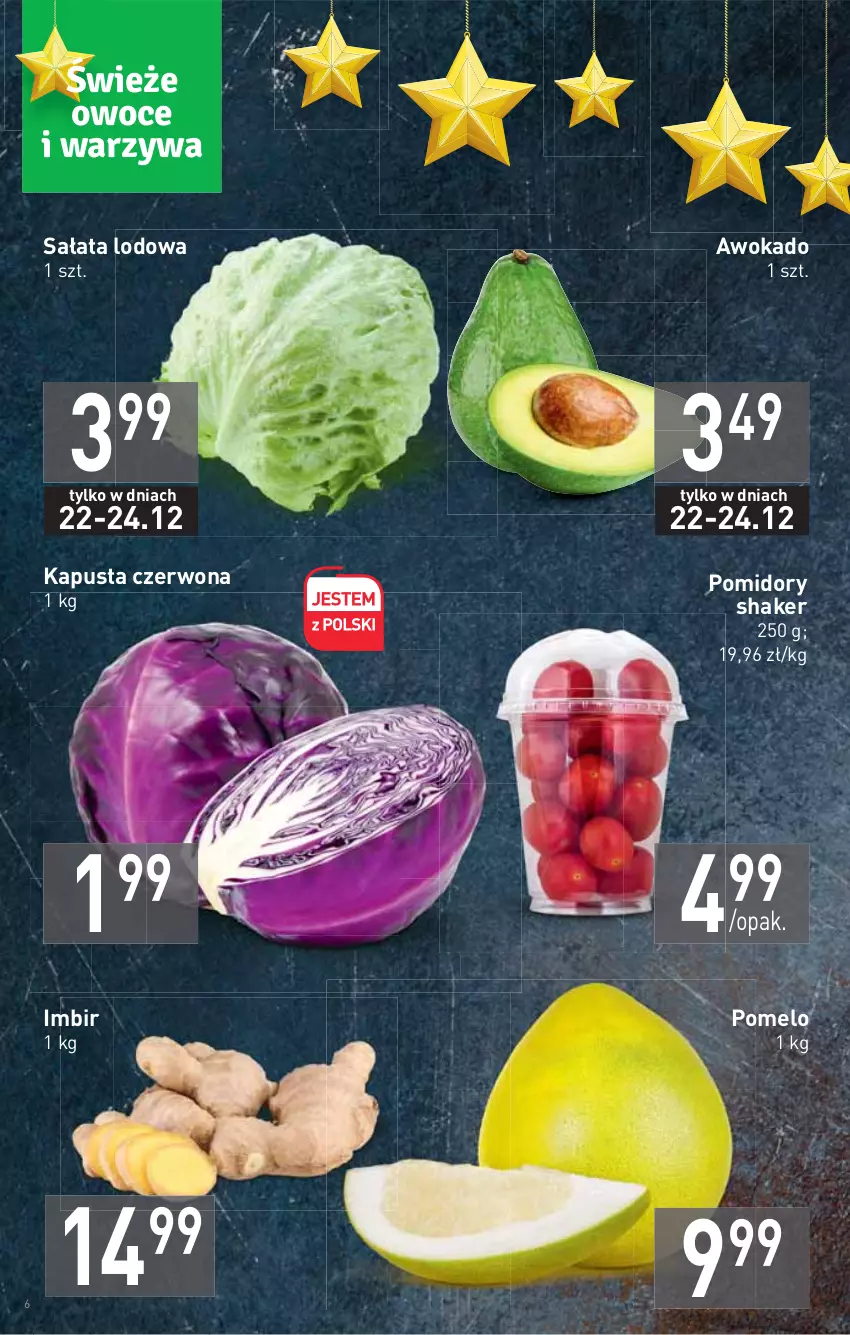 Gazetka promocyjna Stokrotka - Supermarket - ważna 22.12 do 28.12.2021 - strona 6 - produkty: Imbir, Pomelo, Pomidory, Sałat, Sałata lodowa
