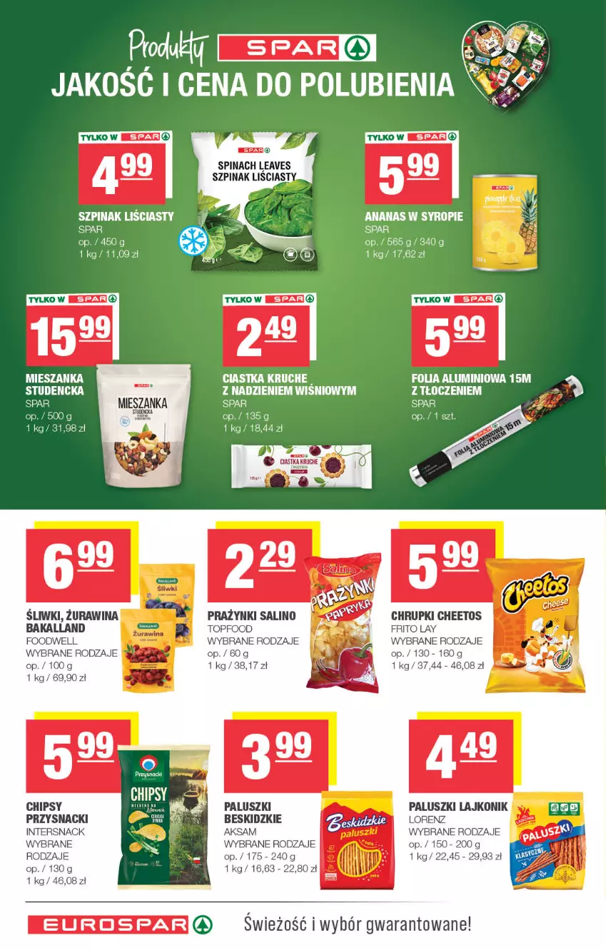 Gazetka promocyjna Spar - EuroSpar - ważna 07.10 do 18.10.2026 - strona 12 - produkty: Aksam, Ananas, Bakalland, Beskidzki, Cheetos, Chipsy, Chrupki, Lajkonik, LG, Lorenz, Przysnacki, Syrop, Szpinak, Top
