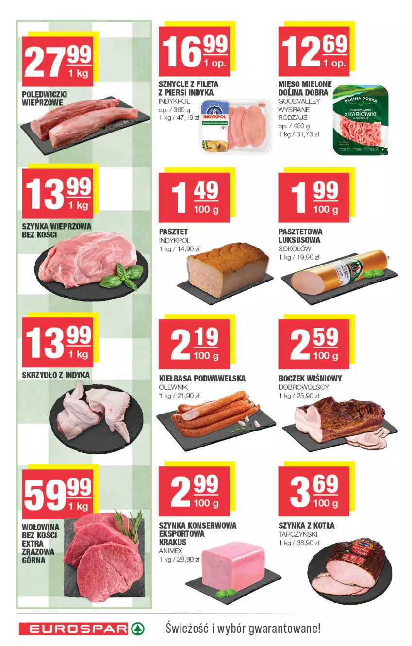 Gazetka promocyjna Spar - EuroSpar - ważna 07.10 do 18.10.2026 - strona 6 - produkty: Boczek, Kiełbasa, Kiełbasa podwawelska, Krakus, Mięso, Mięso mielone, Olewnik, Pasztet, Por, Ser, Sok, Sokołów, Sport, Szynka, Szynka konserwowa, Szynka wieprzowa, Tarczyński, Wawel, Wołowina