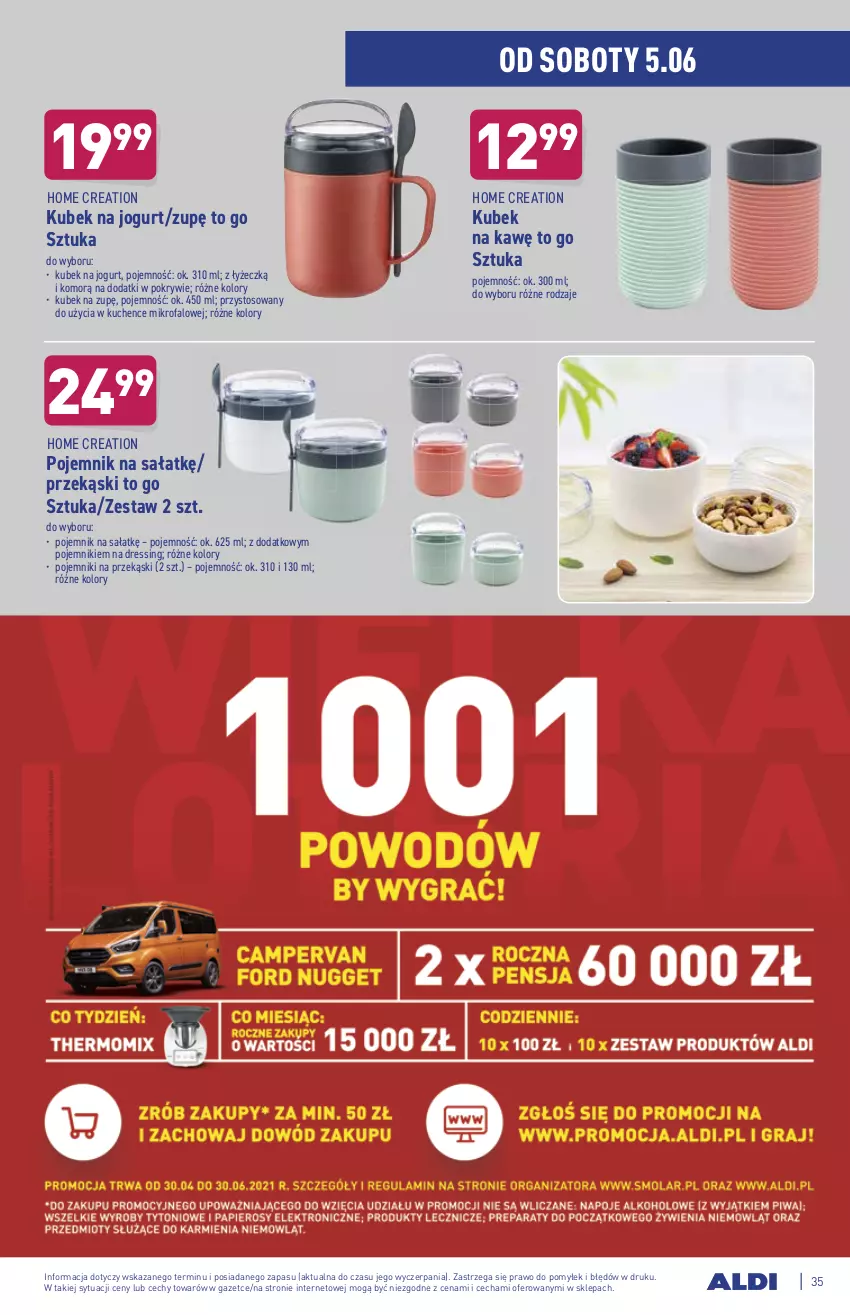 Gazetka promocyjna Aldi - ważna 31.05 do 05.06.2021 - strona 35 - produkty: Dres, Fa, Jogurt, Kubek, Pojemnik, Sałat