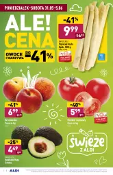 Gazetka promocyjna Aldi - Gazetka - ważna od 05.06 do 05.06.2021 - strona 2 - produkty: Warzywa, Brzoskwinie, Owoce, Pomidor malinowy