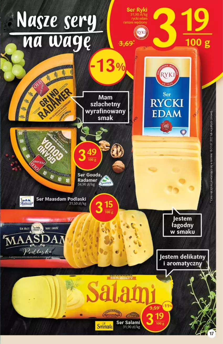 Gazetka promocyjna Delikatesy Centrum - Gazetka DC36 - ważna 15.09 do 21.09.2022 - strona 17 - produkty: Gouda, Maasdam, Podlaski, Radamer, Salami, Ser, Ser salami