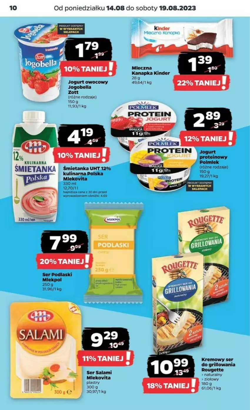 Gazetka promocyjna Netto - ważna 14.08 do 20.08.2023 - strona 2 - produkty: Bell, Bella, Grill, Jogobella, Jogurt, Jogurt owocowy, Kinder, Miecz, Podlaski, Polmiek, Salami, Ser, Ser salami, Zott