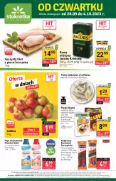 Gazetka promocyjna Stokrotka - Supermarket - Gazetka - ważna od 04.10 do 04.10.2023 - strona 1 - produkty: Kurczak, Warzywa, Filet z piersi kurczaka, Kawa mielona, Kawa, Jacobs Krönung, Tarczyński, Płyn do płukania, Owoce, Kabanos, Jacobs, Mięso, Nestlé, Jabłka