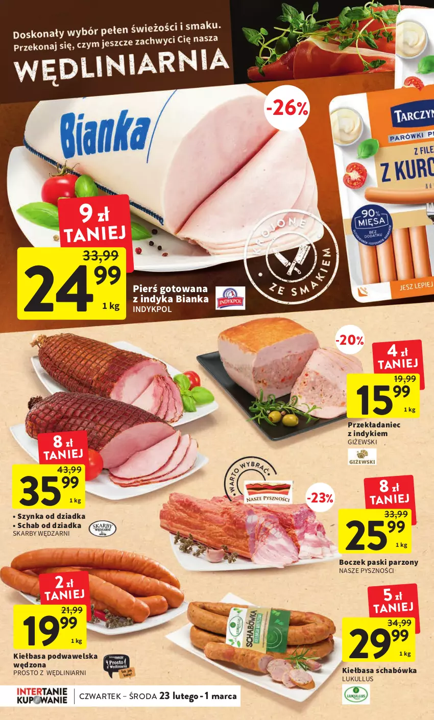 Gazetka promocyjna Intermarche - Gazetka Intermarche - ważna 23.02 do 01.03.2023 - strona 16 - produkty: Bianka, Boczek, Kiełbasa, Kiełbasa podwawelska, Szynka, Wawel