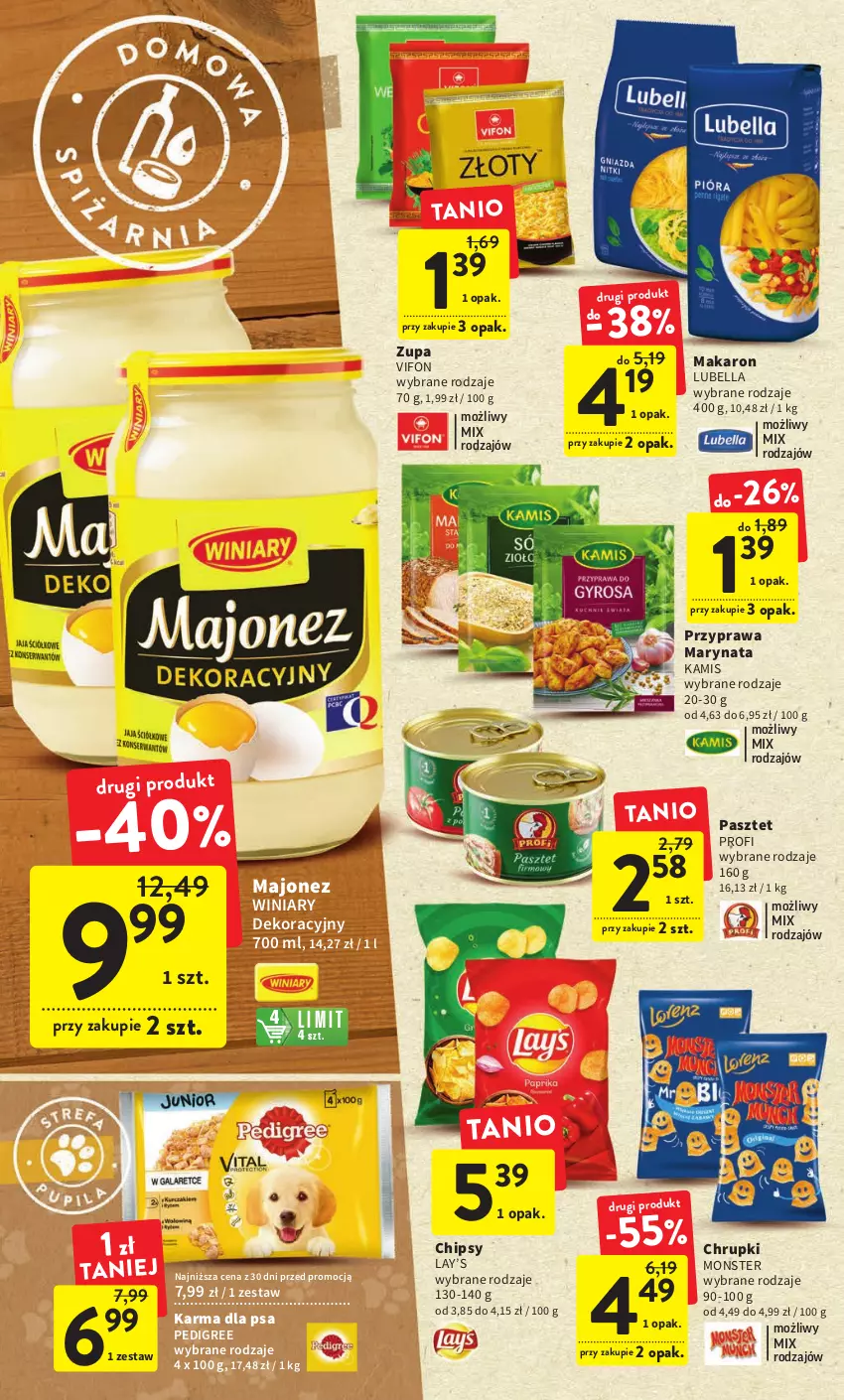 Gazetka promocyjna Intermarche - Gazetka Intermarche - ważna 23.02 do 01.03.2023 - strona 30 - produkty: Bell, Bella, Chipsy, Chrupki, Kamis, Lay’s, Lubella, Majonez, Makaron, Pasztet, Pedigree, Winiary, Zupa