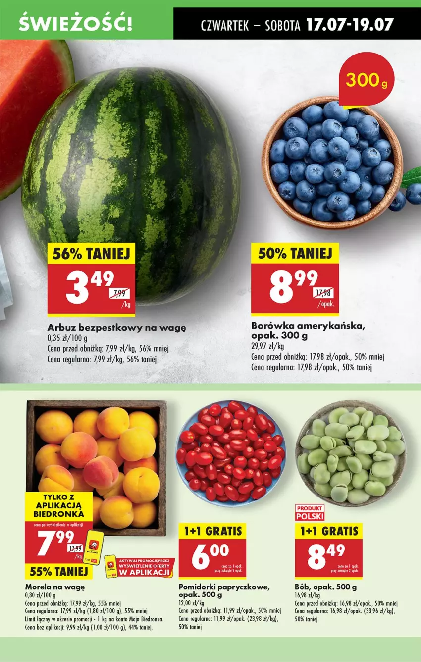 Gazetka promocyjna Biedronka - Od Czwartku - ważna 17.07 do 23.07.2025 - strona 19 - produkty: Arbuz, Borówka, Borówka amerykańska, Gra, Morela
