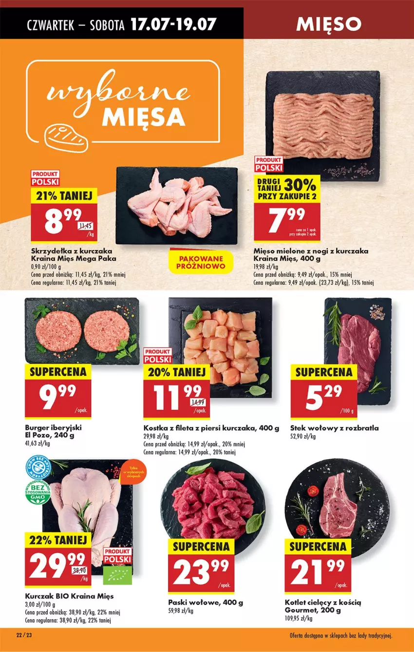 Gazetka promocyjna Biedronka - Od Czwartku - ważna 17.07 do 23.07.2025 - strona 26 - produkty: Burger, Kotlet, Kurczak, Mięso, Mięso mielone, Skrzydełka z kurczaka, Stek, Stek wołowy