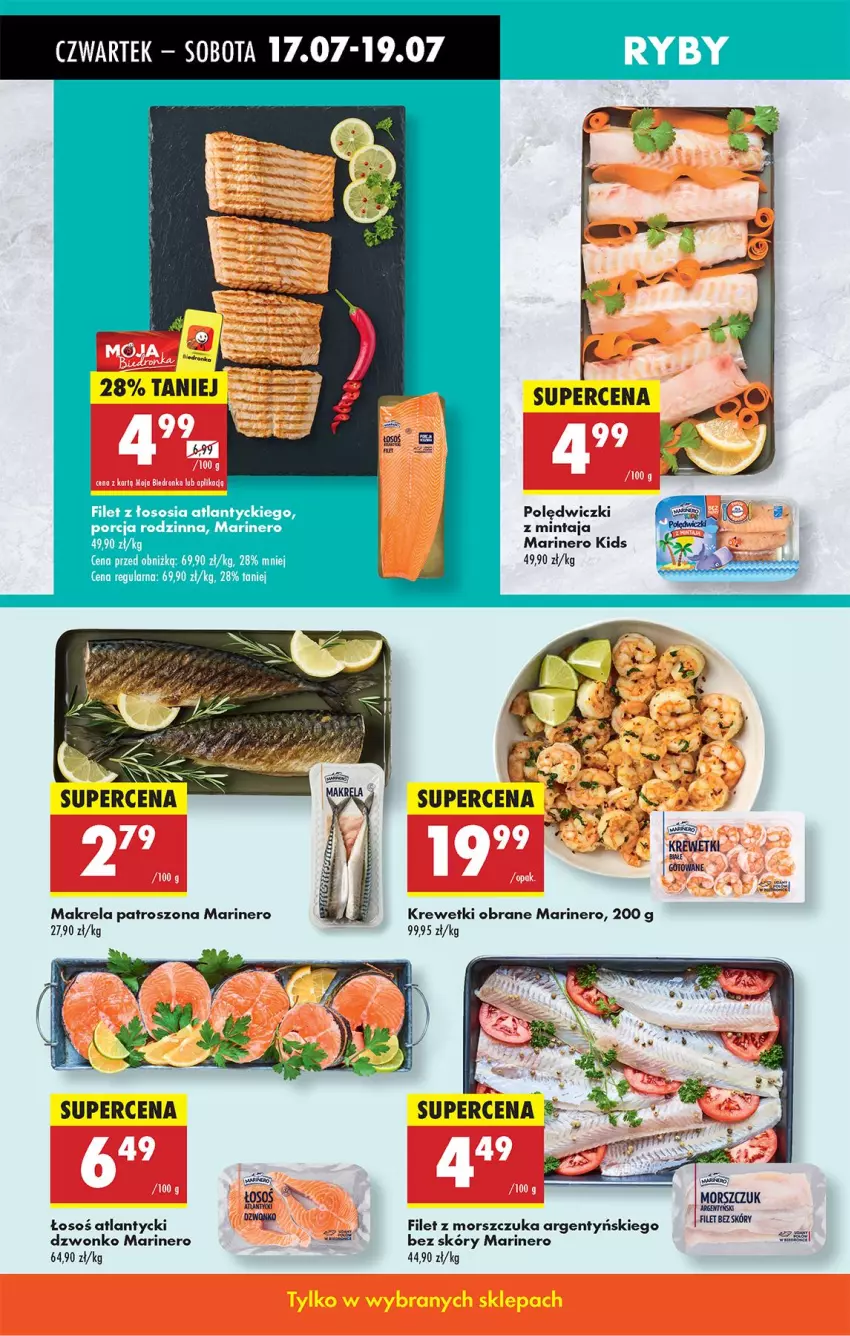Gazetka promocyjna Biedronka - Od Czwartku - ważna 17.07 do 23.07.2025 - strona 28 - produkty: Filet z morszczuka, Krewetki, Mintaj, Por, Sos