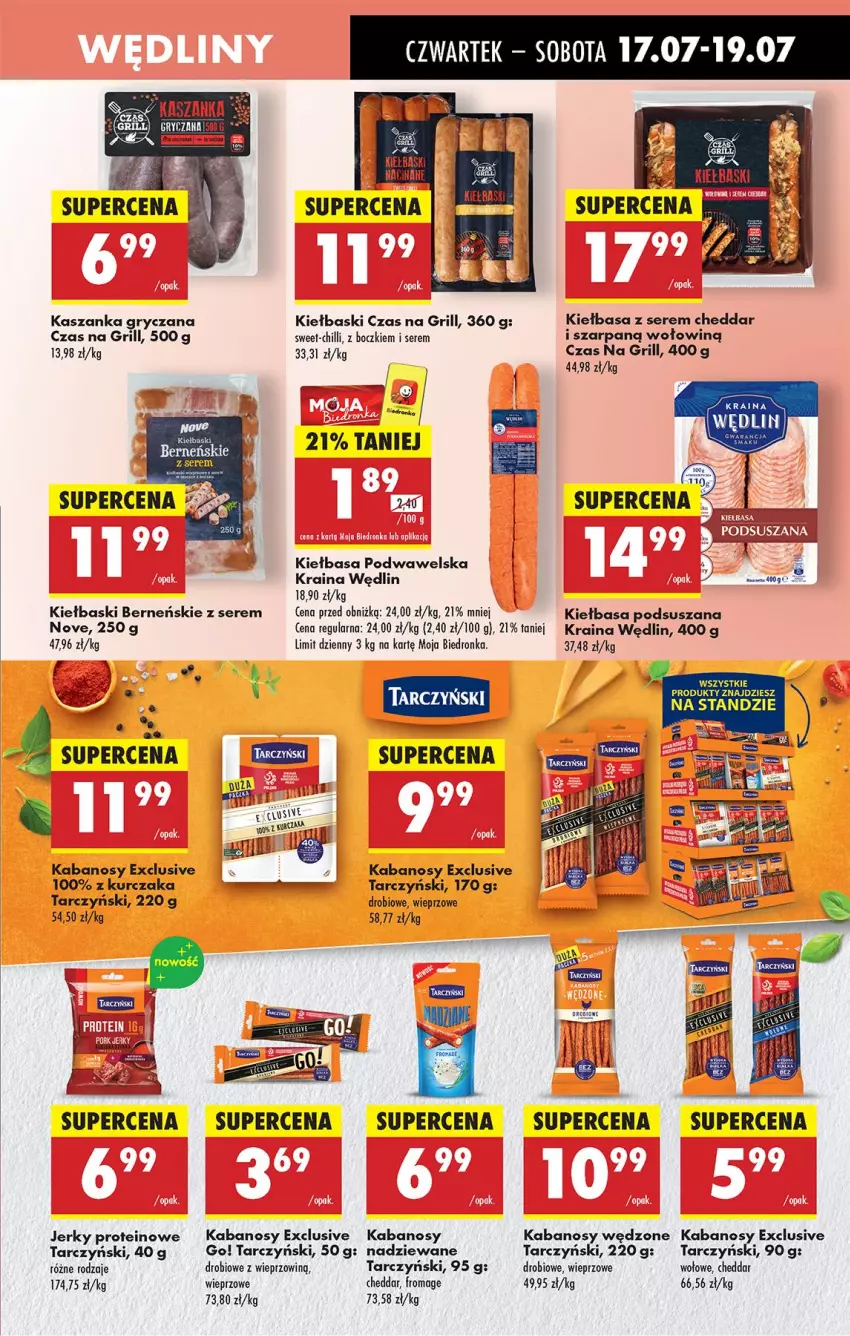 Gazetka promocyjna Biedronka - Od Czwartku - ważna 17.07 do 23.07.2025 - strona 45 - produkty: Cheddar, Grill, Gry, Jerky, Kabanos, Kasza, Kaszanka, Kiełbasa, Kiełbasa podwawelska, Kurczak, Ser, Tarczyński, Wawel