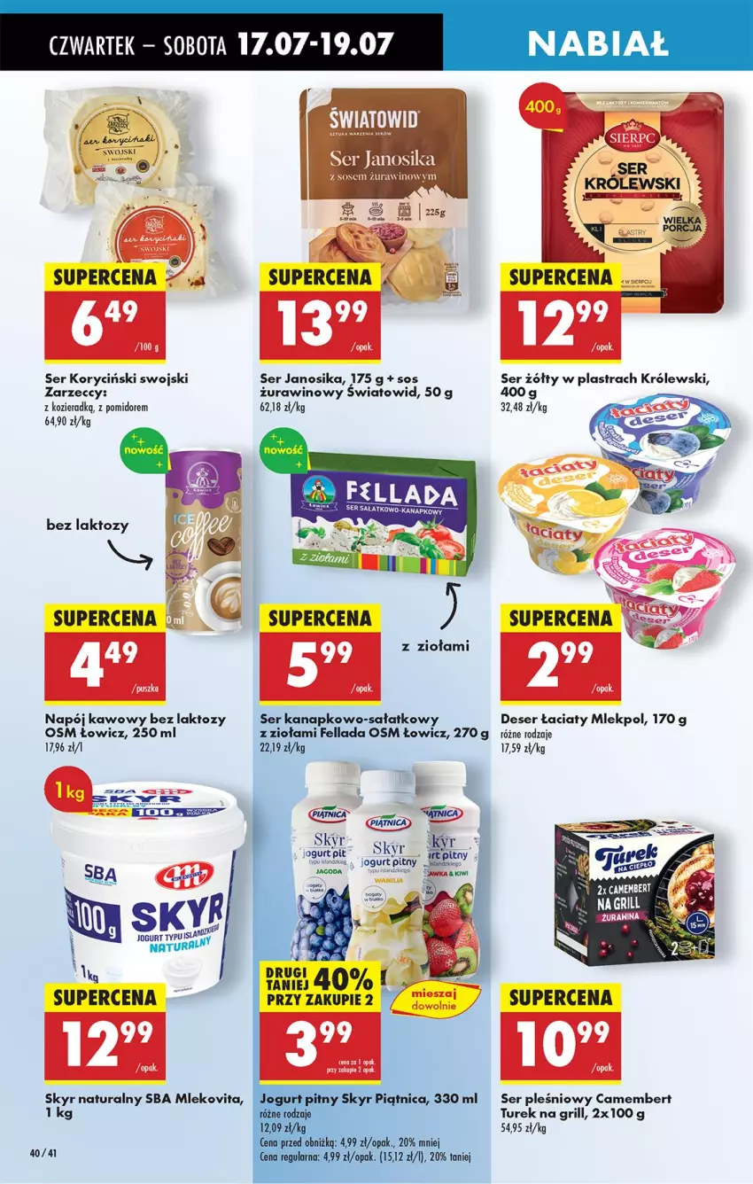 Gazetka promocyjna Biedronka - Od Czwartku - ważna 17.07 do 23.07.2025 - strona 46 - produkty: Camembert, Deser, Grill, Jogurt, Mleko, Mlekovita, Napój, Piątnica, Sałat, Ser, Ser pleśniowy, Sos, Wino