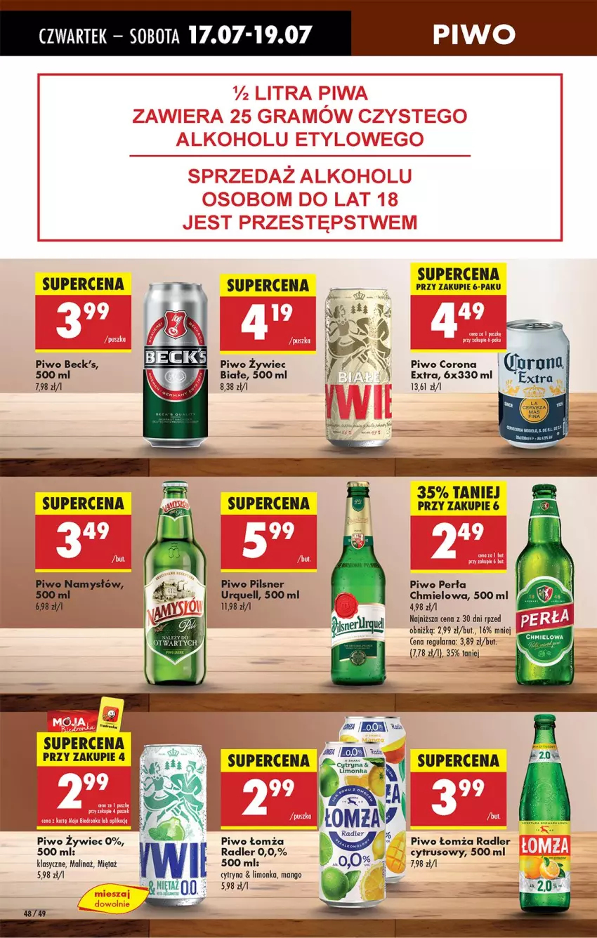 Gazetka promocyjna Biedronka - Od Czwartku - ważna 17.07 do 23.07.2025 - strona 58 - produkty: Limonka, Mango, Mięta, Perła, Pilsner Urquell, Piwo, Radler