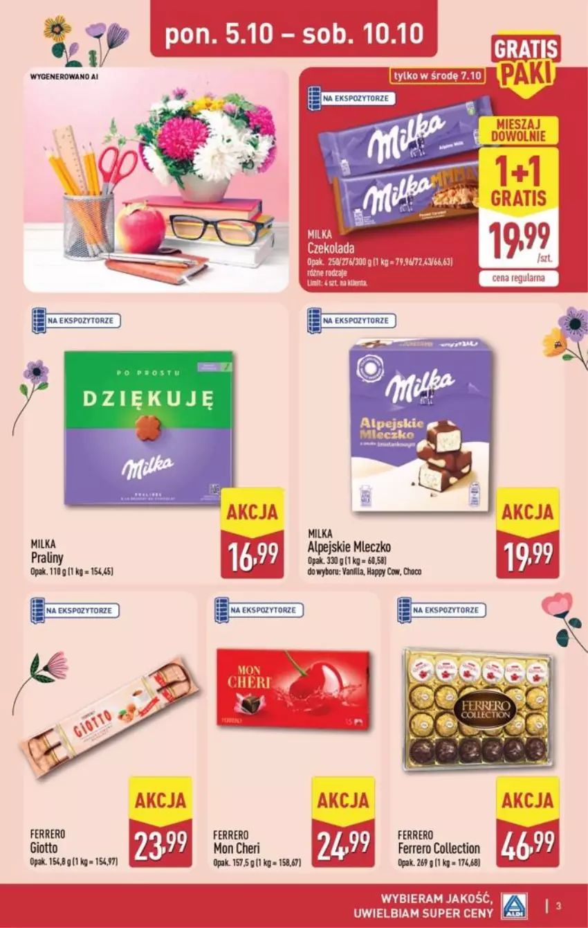 Gazetka promocyjna Aldi - Dzień nauczyciela - ważna 05.10 do 10.10.2026 - strona 3 - produkty: Ferrero, Miecz, Milka, Praliny