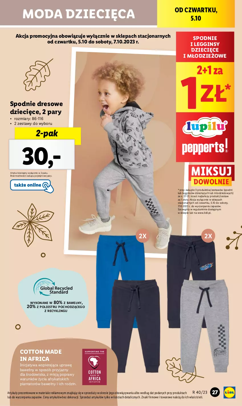 Gazetka promocyjna Lidl - GAZETKA - ważna 02.10 do 07.10.2023 - strona 33 - produkty: Control, Dres, Dzieci, Gin, Legginsy, Moda, Spodnie, Spodnie dresowe