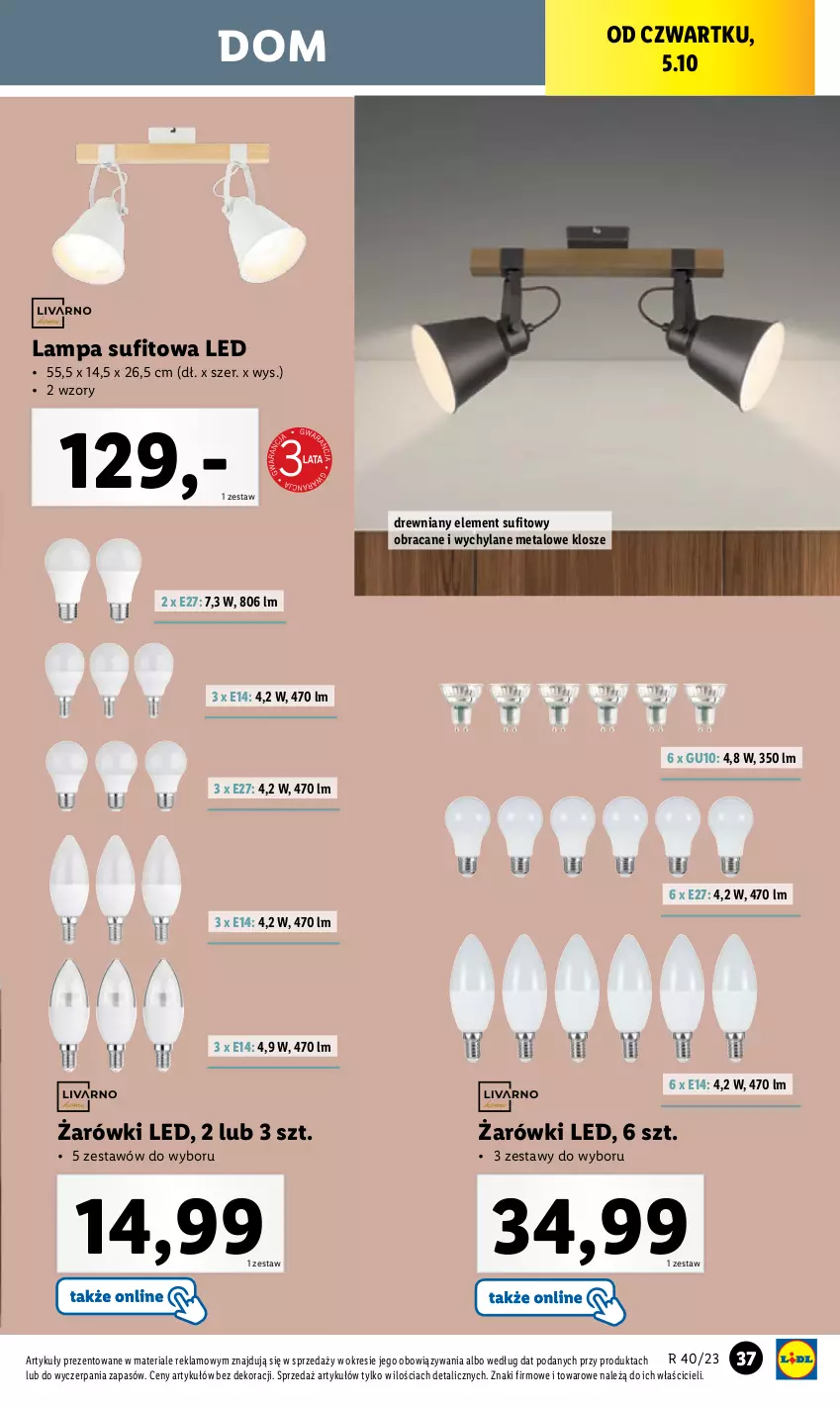 Gazetka promocyjna Lidl - GAZETKA - ważna 02.10 do 07.10.2023 - strona 43 - produkty: Lampa, Lampa sufitowa