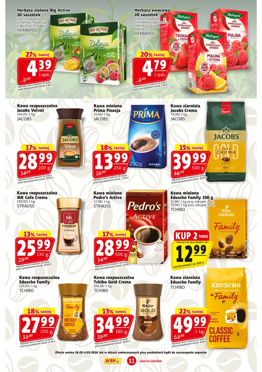 Gazetka promocyjna Prim Market - ważna 26.02 do 04.03.2026 - strona 11 - produkty: Fa, Jacobs, Jacobs Velvet, Kawa, Kawa mielona, Kawa rozpuszczalna, Kawa ziarnista, Mango, Ogród, Prima, Tchibo, Velvet