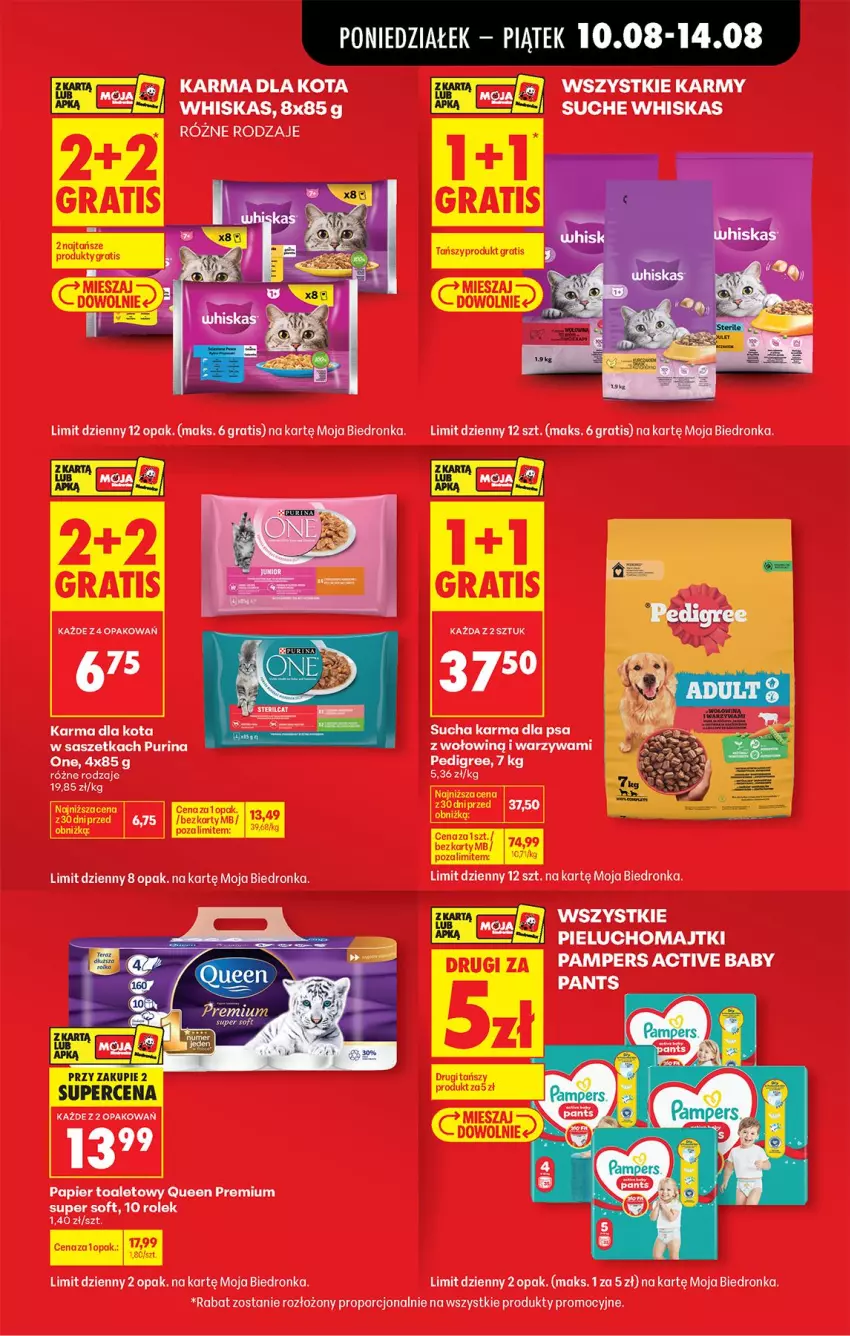 Gazetka promocyjna Biedronka - Od Poniedziałku - ważna 10.08 do 11.08.2026 - strona 23 - produkty: Majtki, Pampers, Papier, Papier toaletowy, Pedigree, Pieluchomajtki, Por, Pur, Purina, Warzywa, Whiskas