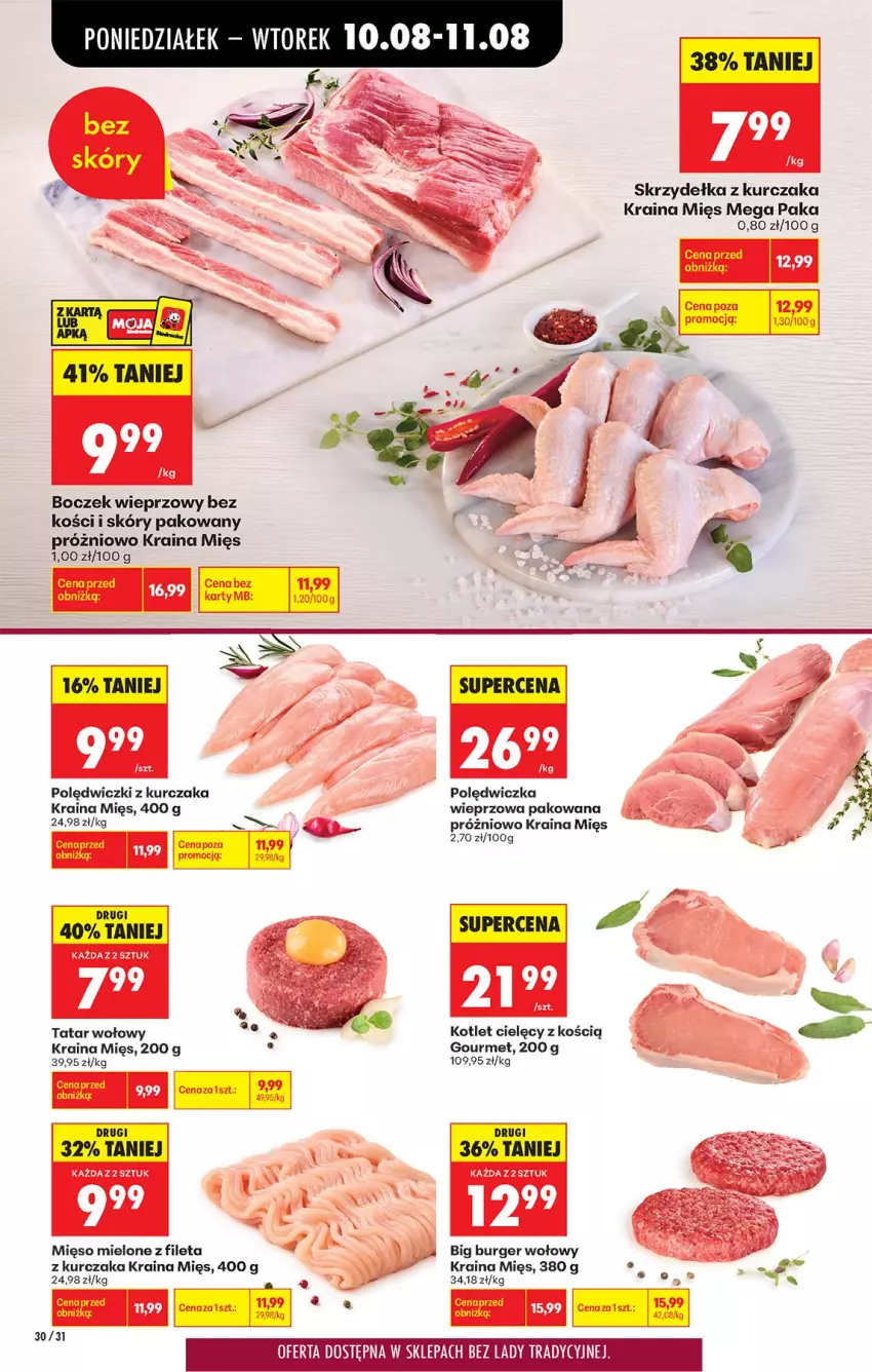 Gazetka promocyjna Biedronka - Od Poniedziałku - ważna 10.08 do 11.08.2026 - strona 38 - produkty: Boczek, Boczek wieprzowy, Burger, Kotlet, Kurczak, Mięso, Mięso mielone, Polędwiczki z kurczaka, Skrzydełka z kurczaka, Tatar wołowy