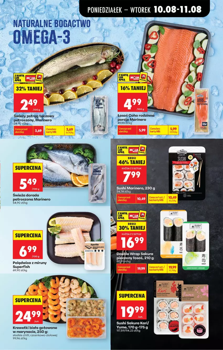 Gazetka promocyjna Biedronka - Od Poniedziałku - ważna 10.08 do 11.08.2026 - strona 39 - produkty: Krewetki, Polędwica, Por, Pstrąg, Pstrąg tęczowy, Sushi