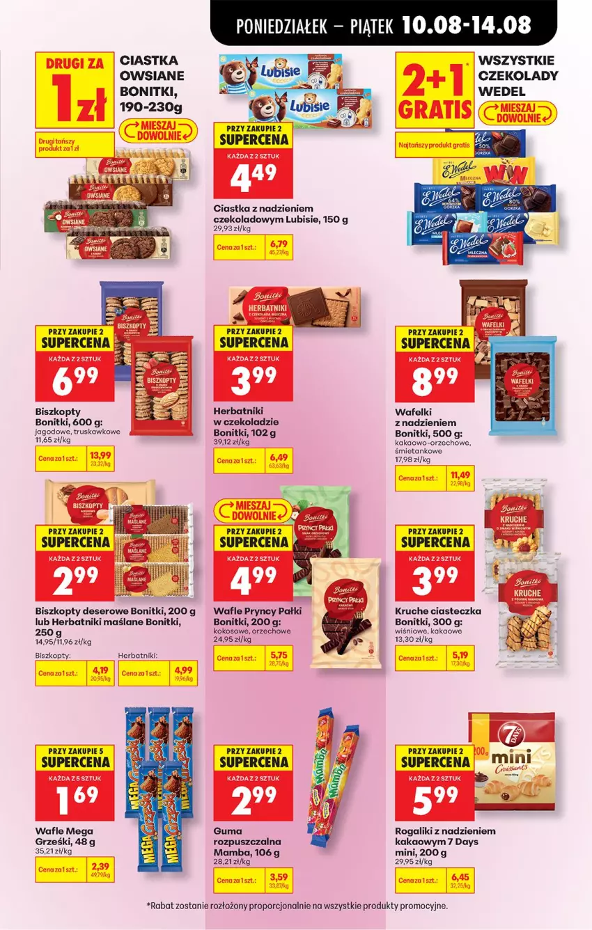 Gazetka promocyjna Biedronka - Od Poniedziałku - ważna 10.08 do 11.08.2026 - strona 65 - produkty: 7 Days, Biszkopty, Bonitki, Ciastka, Ciastka owsiane, Deser, Fa, Guma rozpuszczalna, Herbatniki, Kakao, Kokos, Lubisie, Mamba, Mars, Por, Rogal, Ser, Wafle