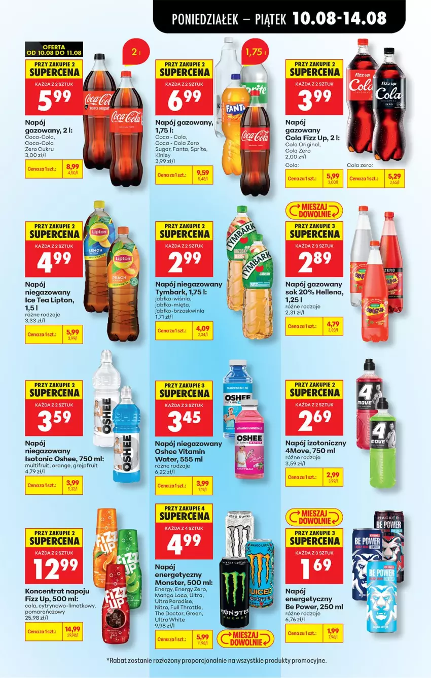 Gazetka promocyjna Biedronka - Od Poniedziałku - ważna 10.08 do 11.08.2026 - strona 71 - produkty: Coca-Cola, Fa, Fanta, Gin, Hellena, Lipton, Napój, Napój gazowany, Napój izotoniczny, Oshee, Por, Sok, Sprite