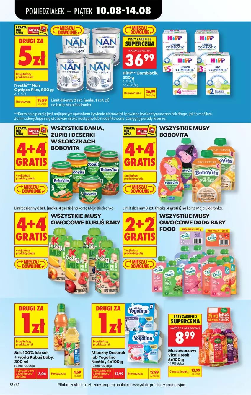 Gazetka promocyjna Biedronka - Od Poniedziałku - ważna 10.08 do 11.08.2026 - strona 80 - produkty: Baby O, Dada, Deser, Gra, HiPP, Karmi, Kubuś, Mleko, Mus, O nas, Por, Ser, Serek, Sok, Woda