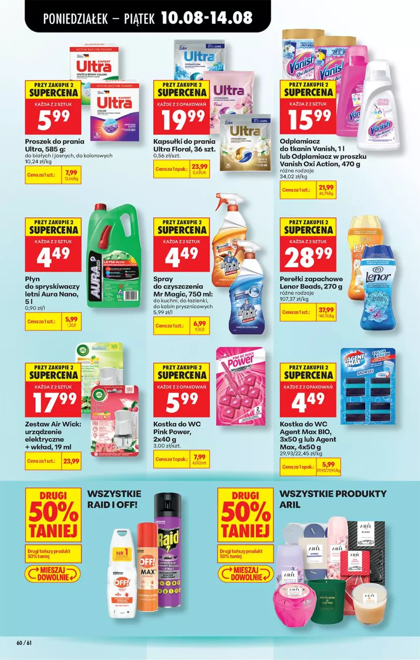 Gazetka promocyjna Biedronka - Od Poniedziałku - ważna 10.08 do 11.08.2026 - strona 82 - produkty: Air Wick, Flora, Kapsułki do prania, Kostka do wc, Lenor, Odplamiacz, Perełki zapachowe, Płyn do spryskiwaczy, Proszek do prania, Spray do czyszczenia, Vanish