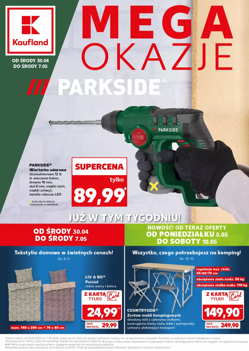 Gazetka promocyjna Kaufland - Kaufland - ważna 03.05 do 07.05.2025 - strona 1 - produkty: Akumulator, Parkside, Por, Sport, Tarka, Tran, Uchwyty, Wiertarka, Wiertarka udarowa