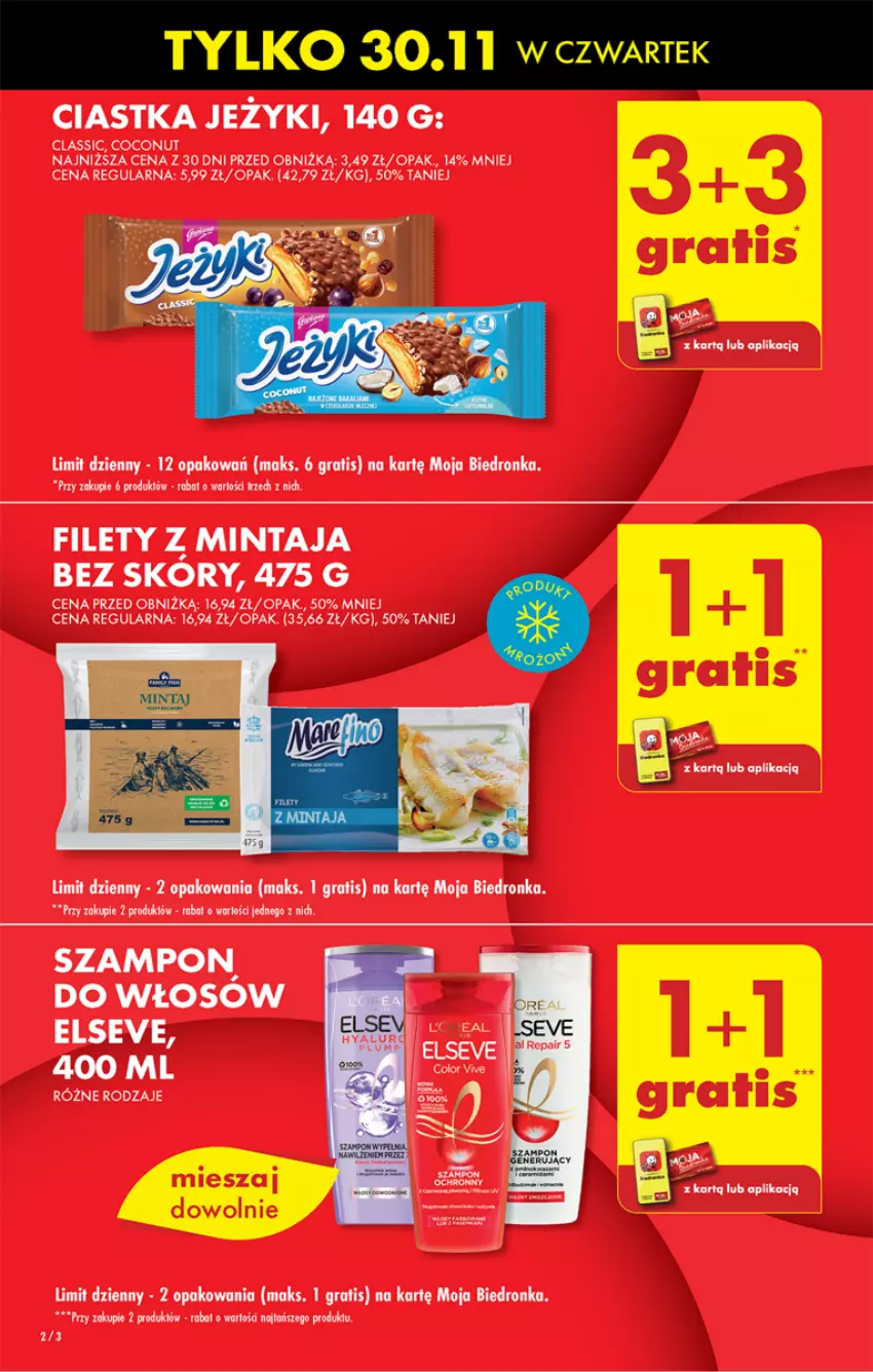 Gazetka promocyjna Biedronka - Od czwartku - ważna 30.11 do 06.12.2023 - strona 2 - produkty: Ciastka, Elseve, Gra, Jeżyki, Mintaj, Szampon