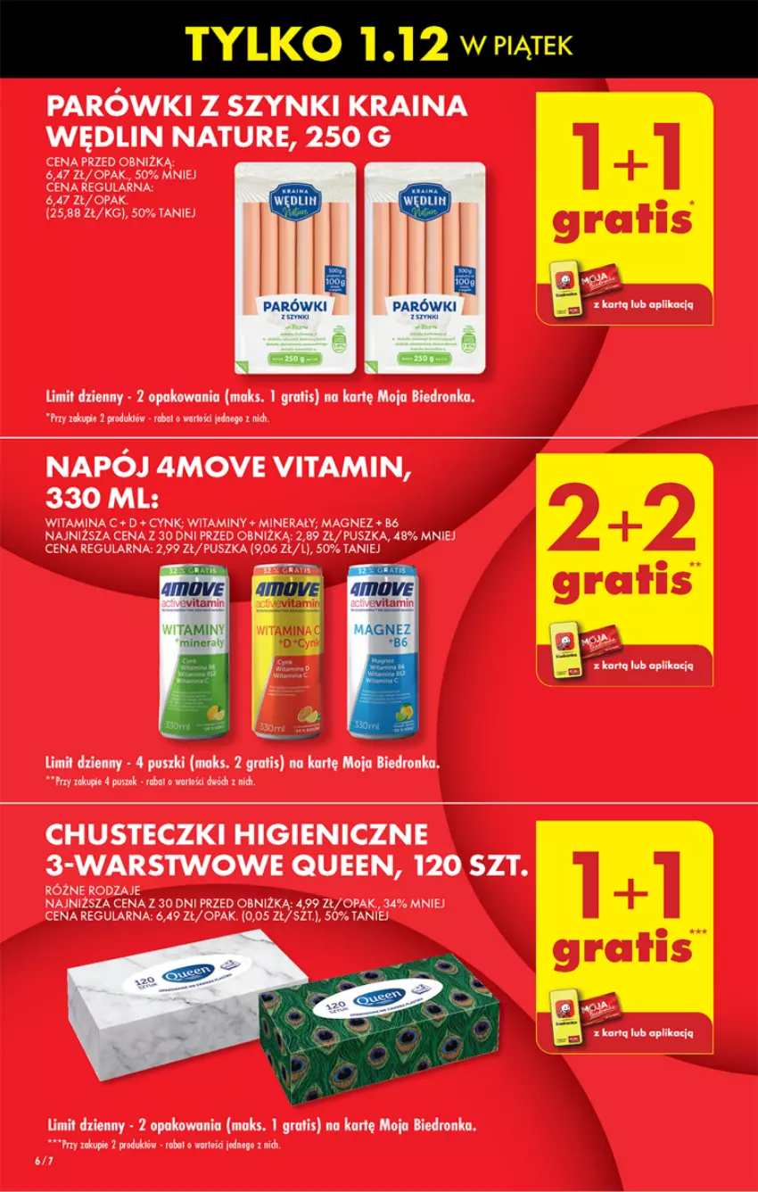 Gazetka promocyjna Biedronka - Od czwartku - ważna 30.11 do 06.12.2023 - strona 6 - produkty: Chusteczki, Cynk, Gra, Magnez, Napój, Parówki, Parówki z szynki