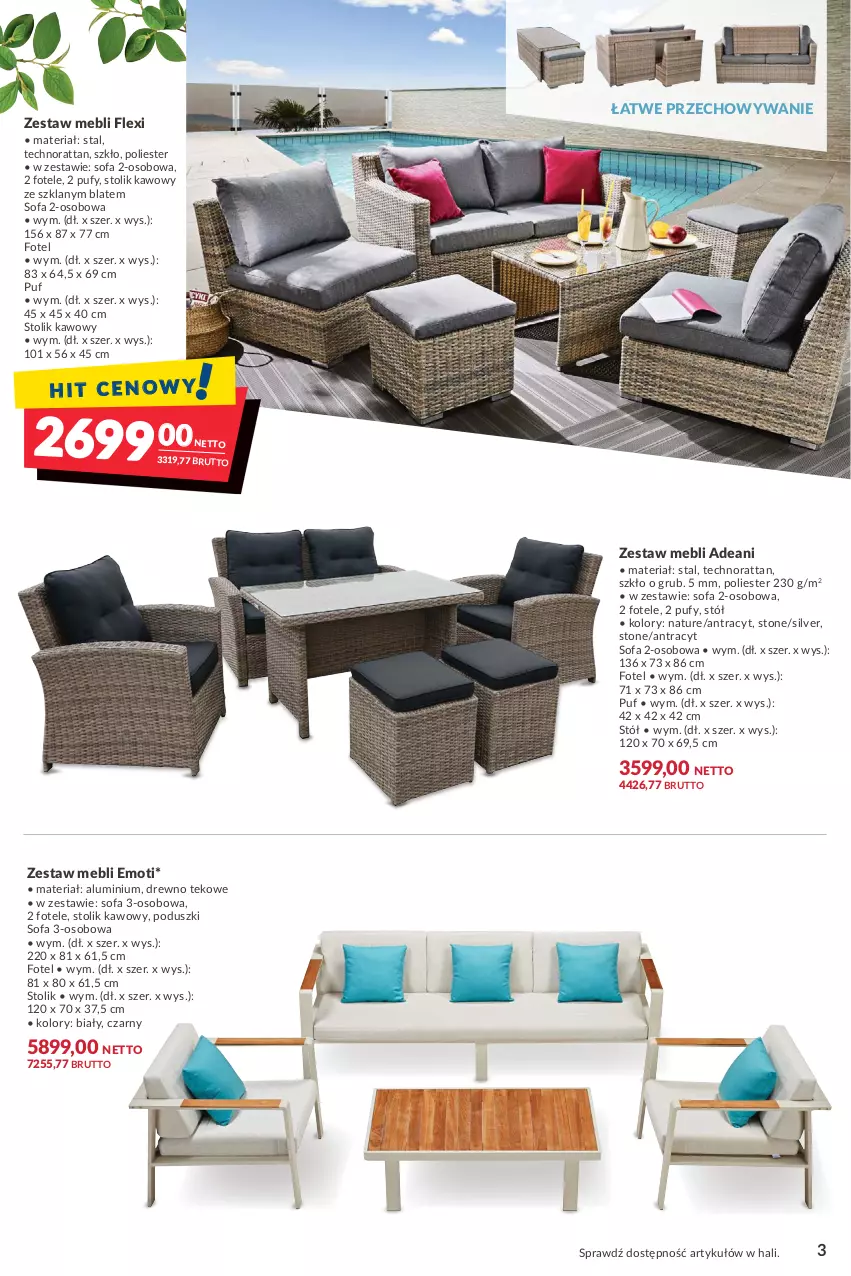 Gazetka promocyjna Makro - [Oferta specjalna] Ogród - nowe trendy, pomysły, inspiracje - ważna 05.04 do 18.04.2022 - strona 3 - produkty: Fa, Fotel, Puf, Sofa, Sofa 2-osobowa, Sofa 3-osobowa, Stół, Stolik, Stolik kawowy