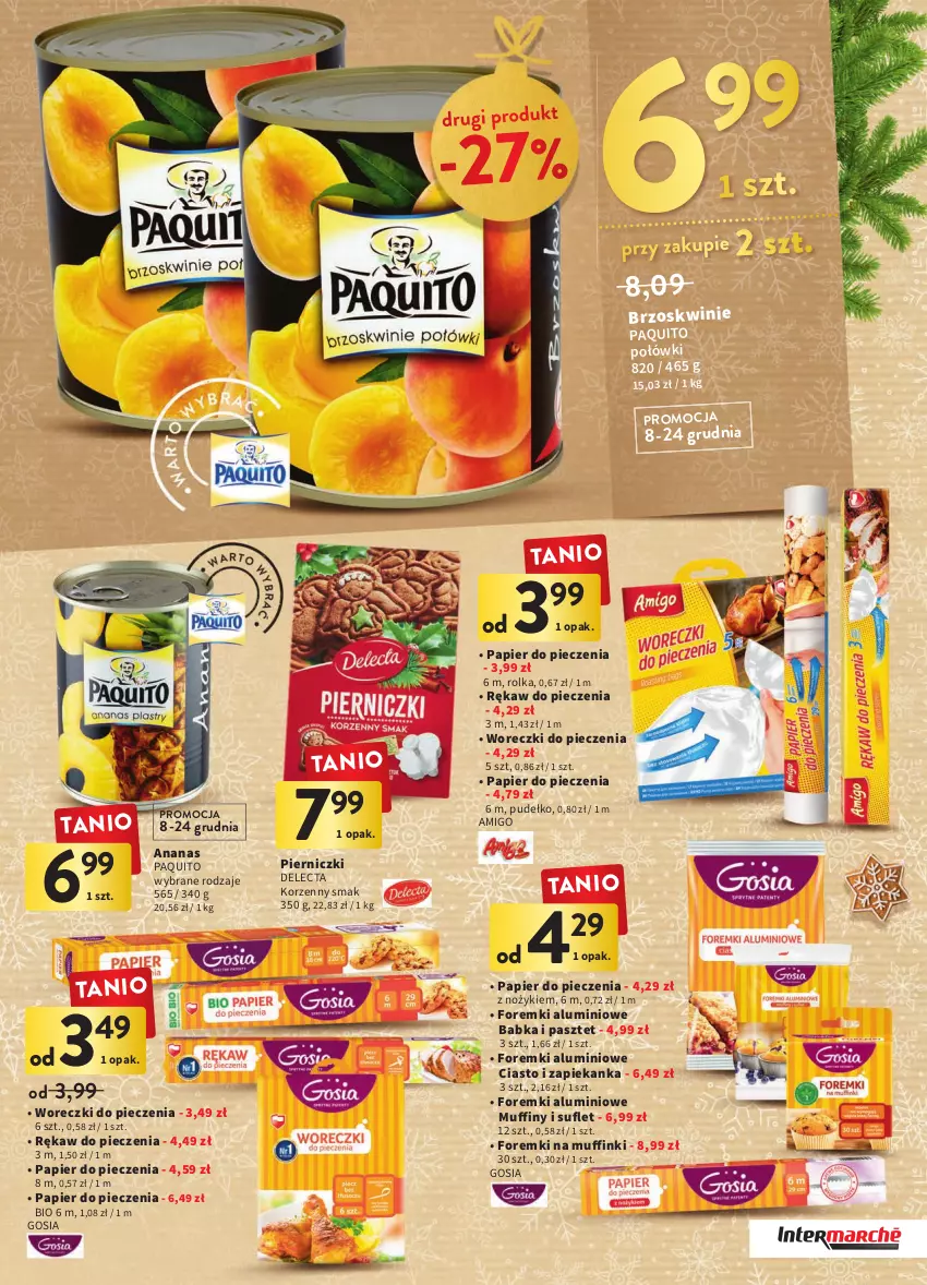 Gazetka promocyjna Intermarche - Gazetka Intermarche - ważna 08.12 do 14.12.2022 - strona 5 - produkty: Ananas, Babka, Brzoskwinie, Delecta, Foremki, Noż, Papier, Papier do pieczenia, Pasztet, Piec, Pudełko, Rękaw do pieczenia, Zapiekanka