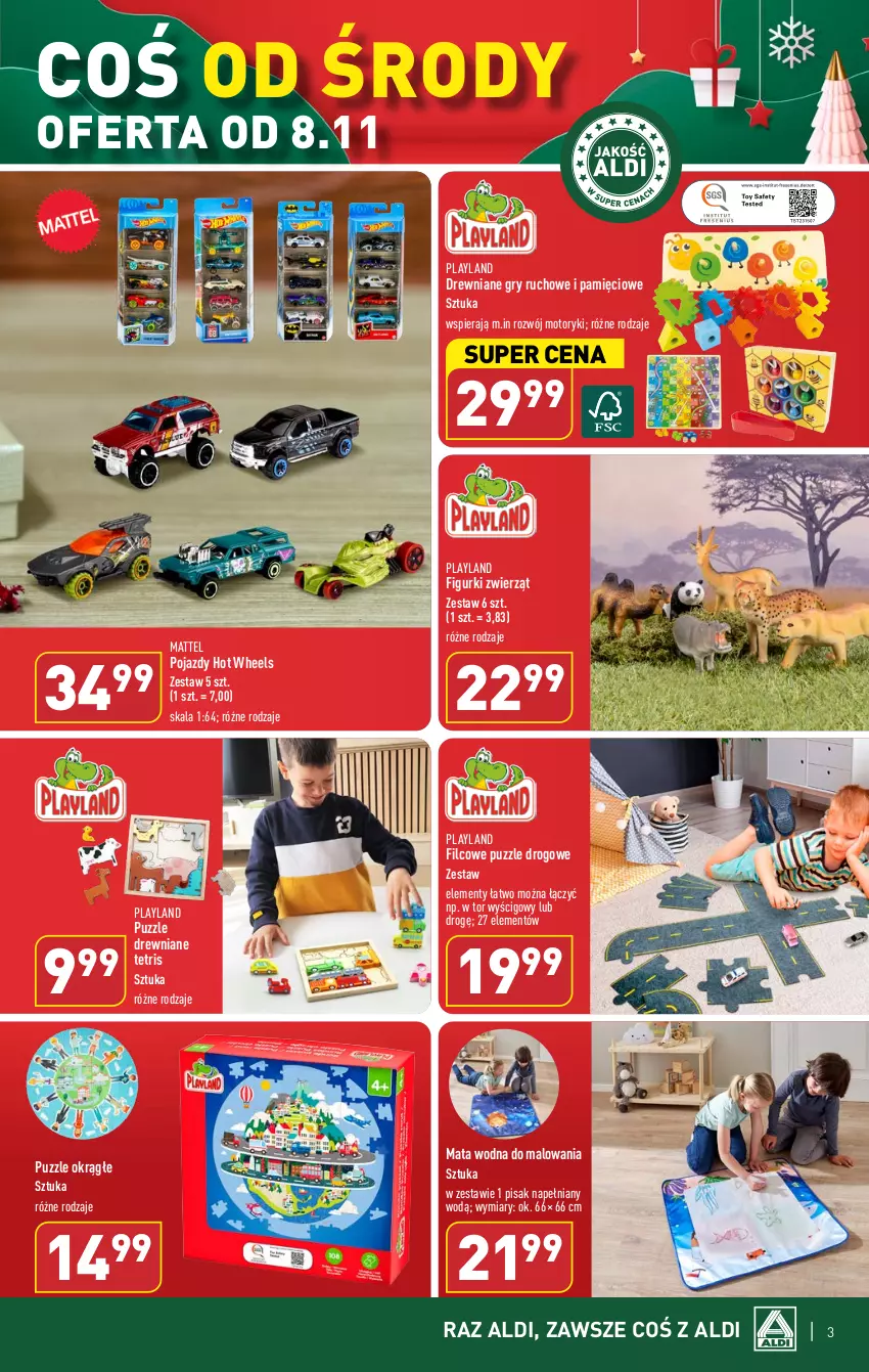 Gazetka promocyjna Aldi - Artykuły przemysłowe i tekstylia - ważna 08.11 do 10.11.2023 - strona 3 - produkty: Gry, Hot Wheels, Mata wodna, Mattel, Pojazd, Puzzle, Tor wyścigowy