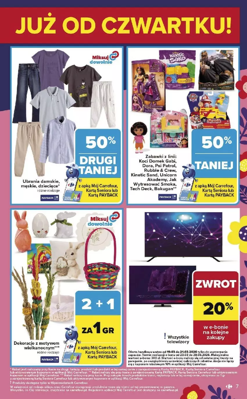 Gazetka promocyjna Carrefour - Gazetka Weekend okazji już od czwartku! - ważna 19.03 do 21.03.2026 - strona 7 - produkty: Dzieci, Koc, Mola, Psi Patrol, Telewizor, Telewizory, Ubrania