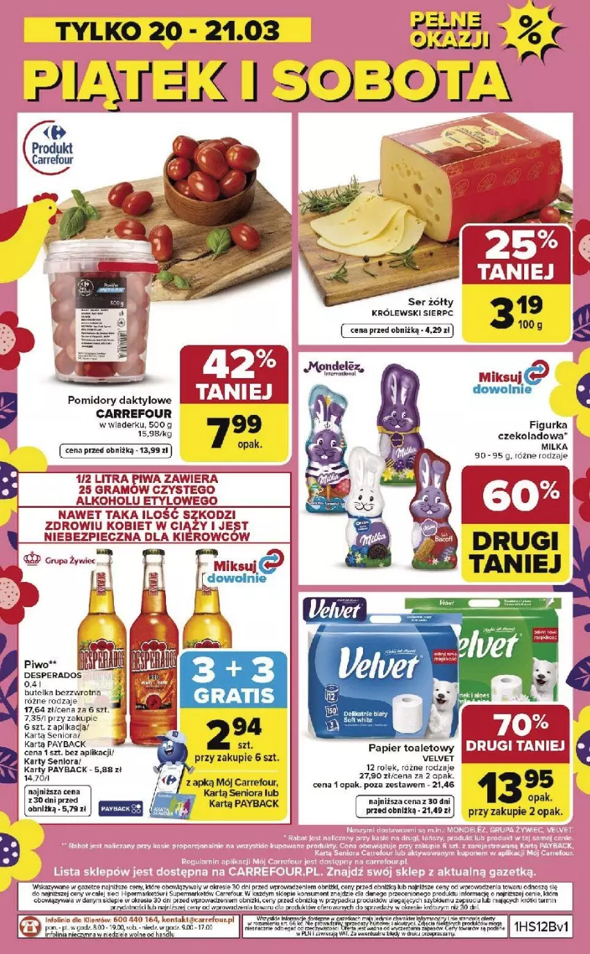 Gazetka promocyjna Carrefour - Gazetka Weekend okazji już od czwartku! - ważna 19.03 do 21.03.2026 - strona 8 - produkty: Desperados, Fa, Gra, Królewski, Milka, Piec, Piwa, Piwo, Pomidory, Ser, Velvet