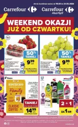 Gazetka promocyjna Carrefour - Gazetka Weekend okazji już od czwartku! - Gazetka - ważna od 21.03 do 21.03.2026 - strona 1 - produkty: Tchibo, Domestos, Cif, Truskawki, Kawa mielona, Kawa, Wino, Fa